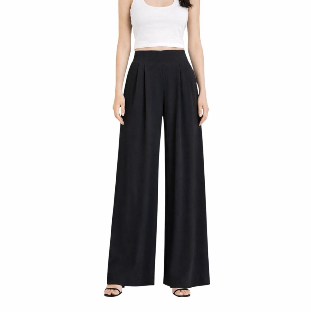 Vintage Spiegel Black Wide Leg Palazzo Pants High Rise Pleated Women’s Size 8